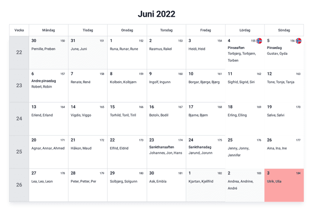 forhåndsvisning av kalenderen