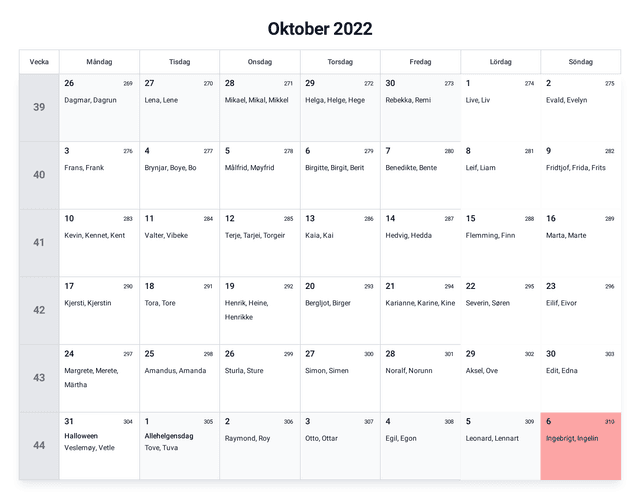 forhåndsvisning av kalenderen