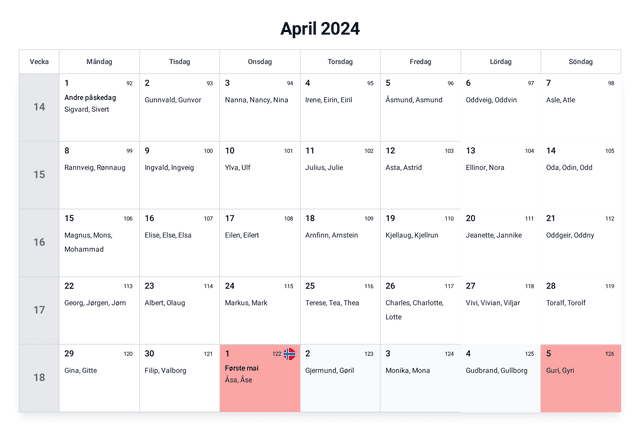 forhåndsvisning av kalenderen