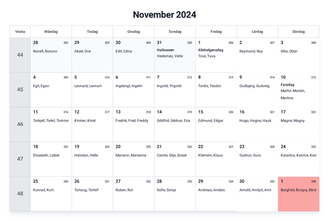 forhåndsvisning av kalenderen