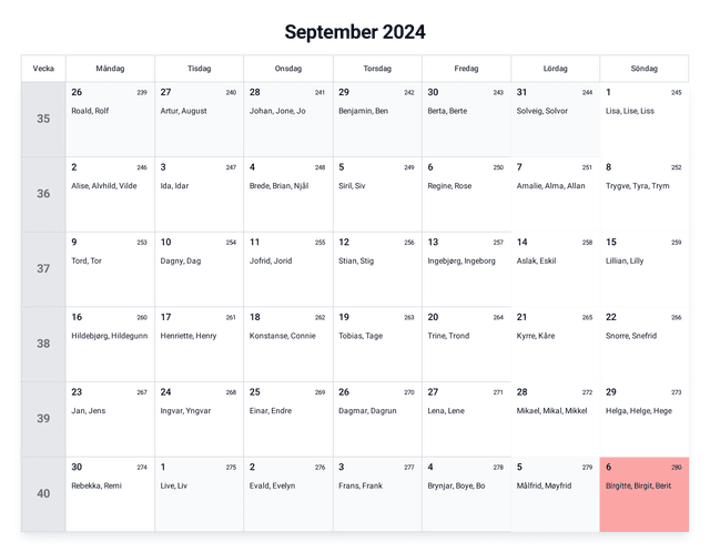 forhåndsvisning av kalenderen