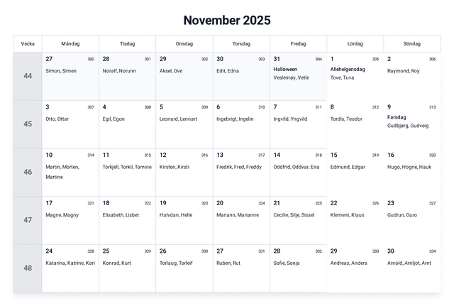 forhåndsvisning av kalenderen