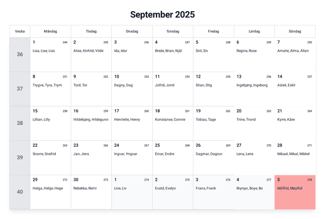 forhåndsvisning av kalenderen