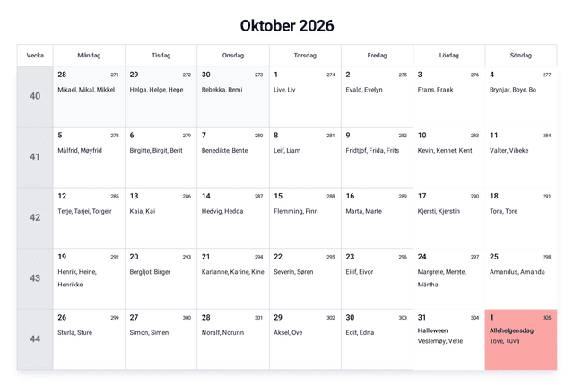 forhåndsvisning av kalenderen