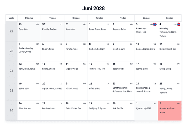 forhåndsvisning av kalenderen