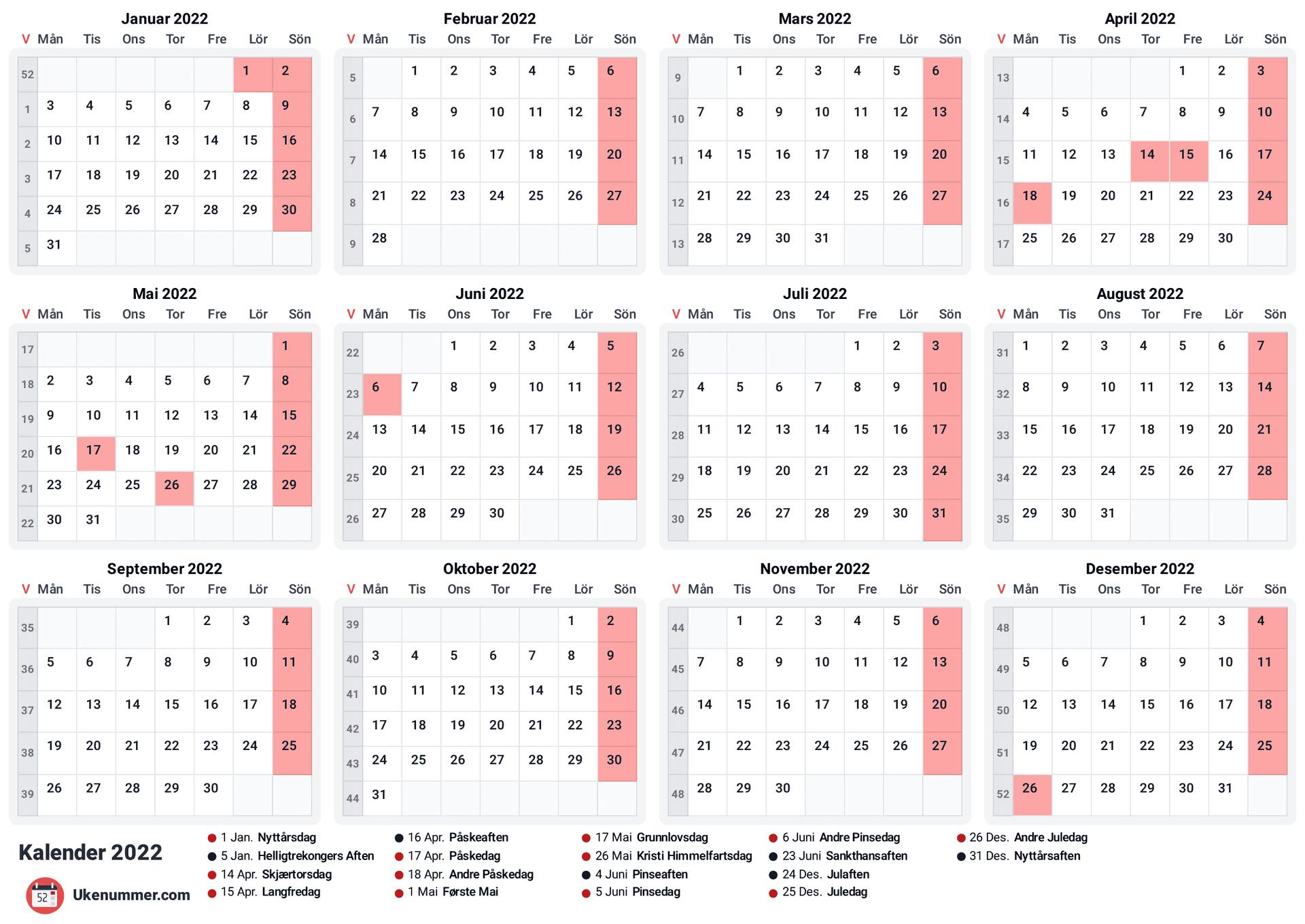 forhåndsvisning av kalenderen