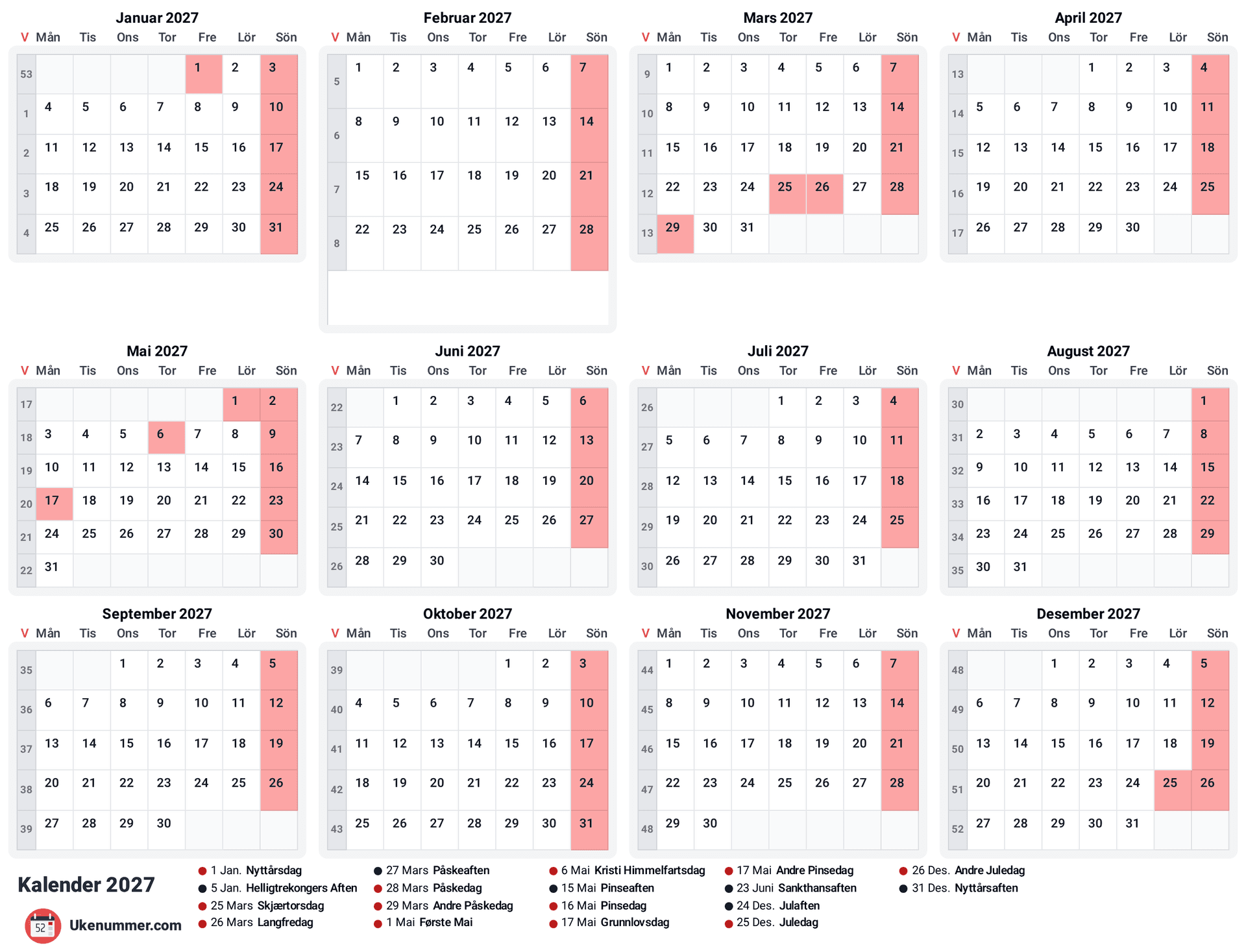 forhåndsvisning av kalenderen