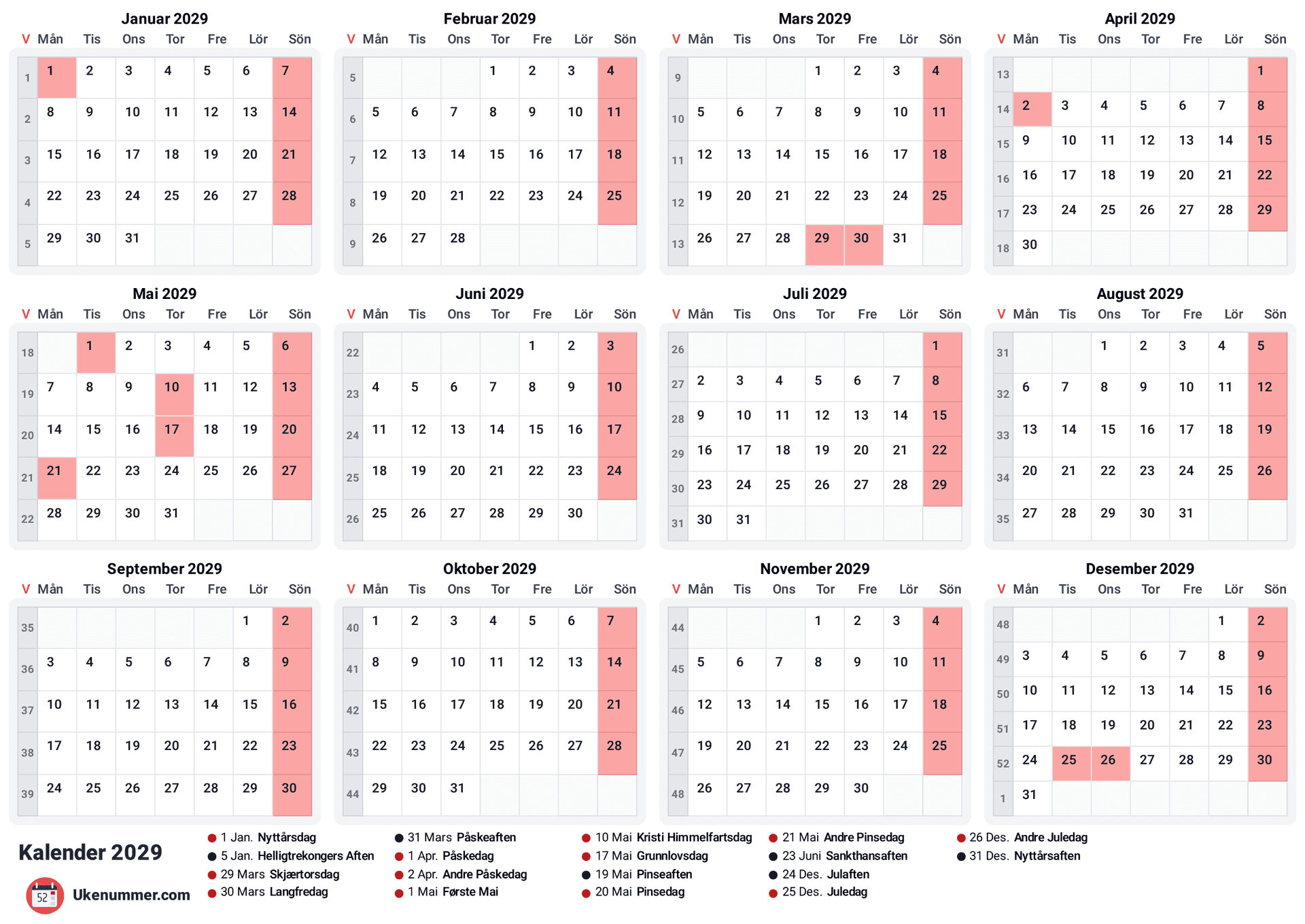 forhåndsvisning av kalenderen